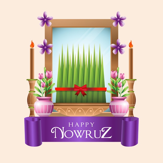 Feliz día de Nowruz hermosa plantilla de póster