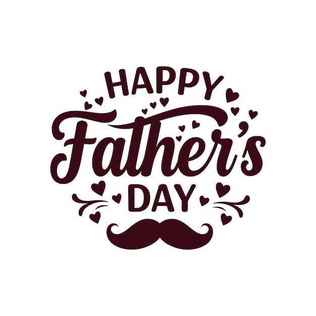 Feliz día del padre con bigote y corazones