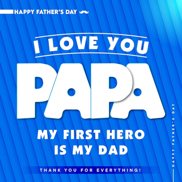 Vector feliz día del padre cartel azul te amo papá