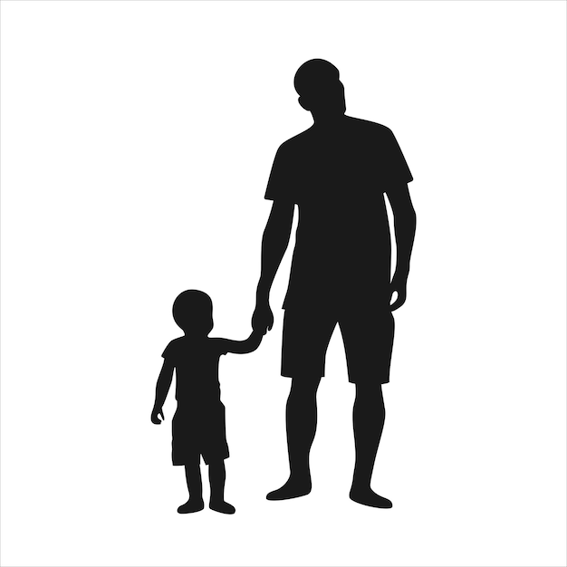 Feliz día del padre concepto silueta padre e hijo