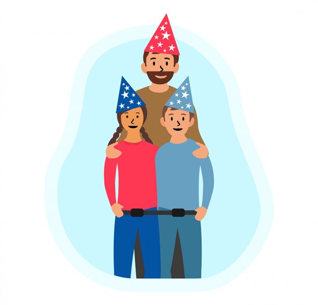 Feliz día del padre, cumpleaños plana