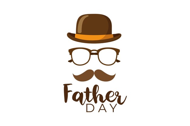 Feliz día del padre fondo de decoración con gafas bigote sombrero copia espacio texto vector diseño ilustración