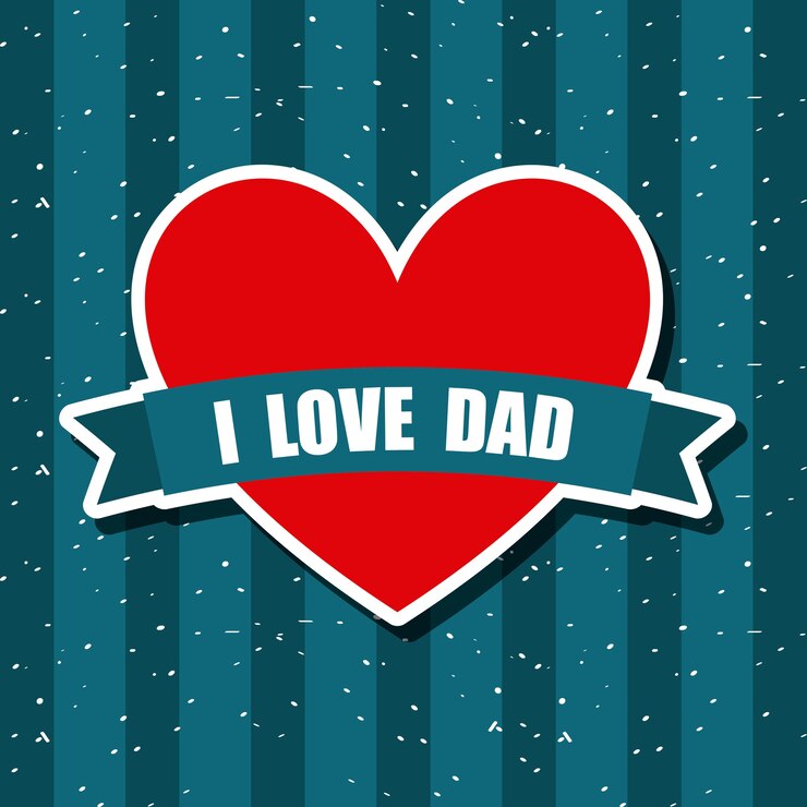 Vector feliz día del padre con el icono del corazón.
