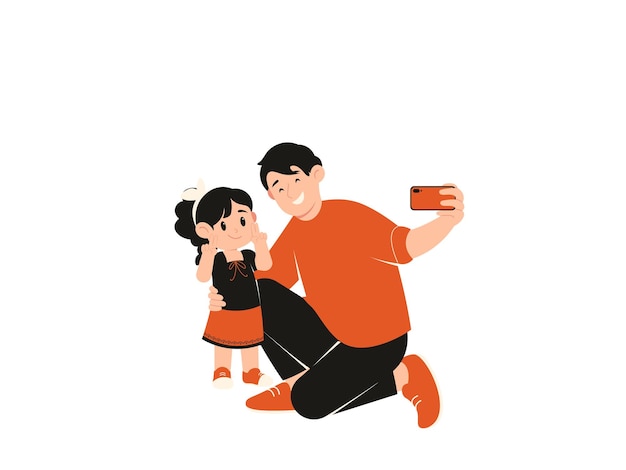 Feliz día del padre con la ilustración de la hija