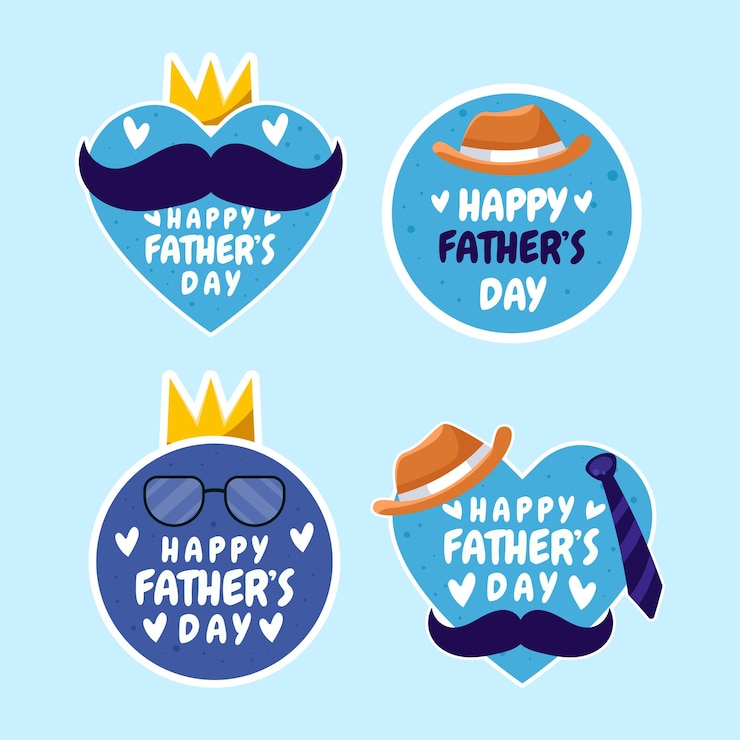 Vector feliz día del padre insignias colección diseño de ilustraciones