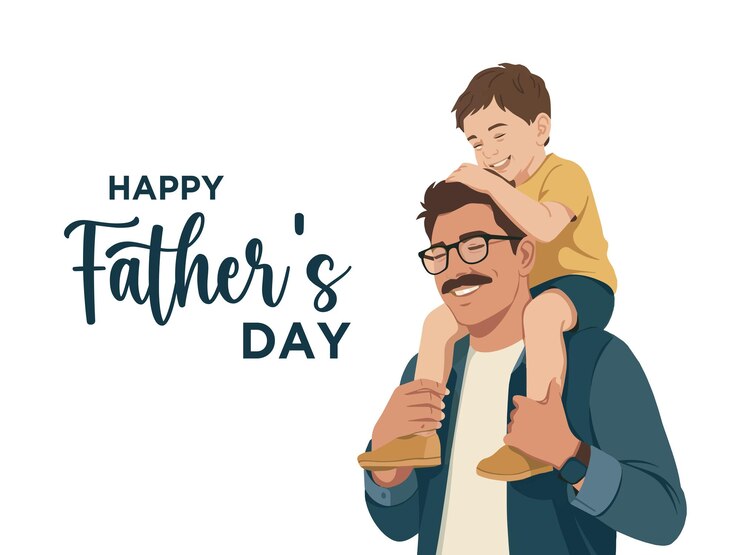 Feliz día del padre padre e hijo celebración alegre
