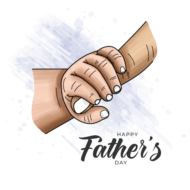 Feliz día del padre el padre sostiene la mano de una ilustración de niño pequeño