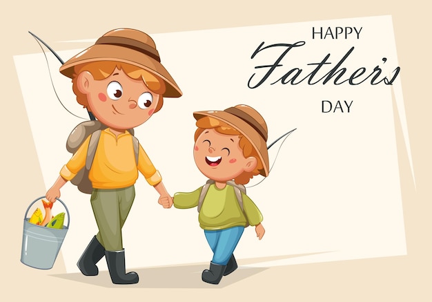 Feliz día del padre papá e hijo alegres