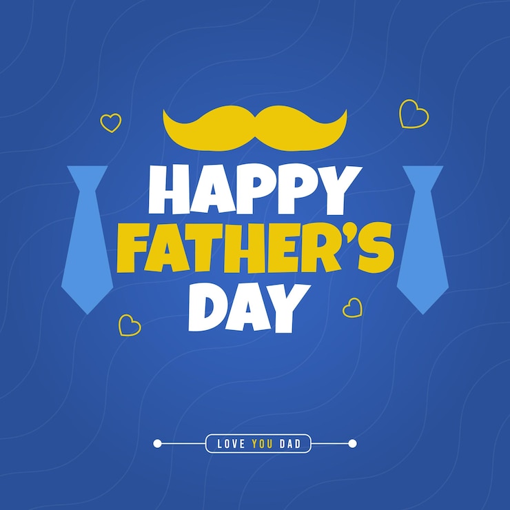 Feliz día del padre saludos en las redes sociales banner cuadrado volante plantilla web ilustración vectorial