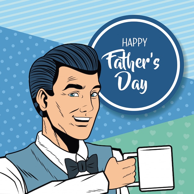 Feliz día de padre tarjeta de arte pop