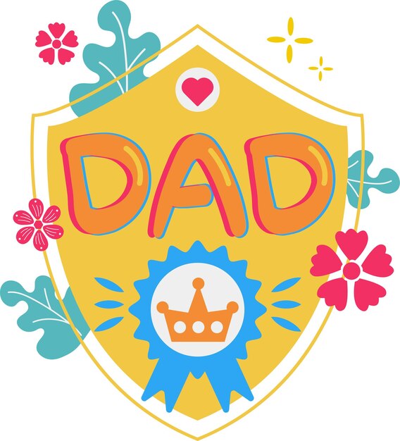 Vector feliz día del padre tarjeta escudo insignia plano icono vector símbolo pegatina ilustración diseño