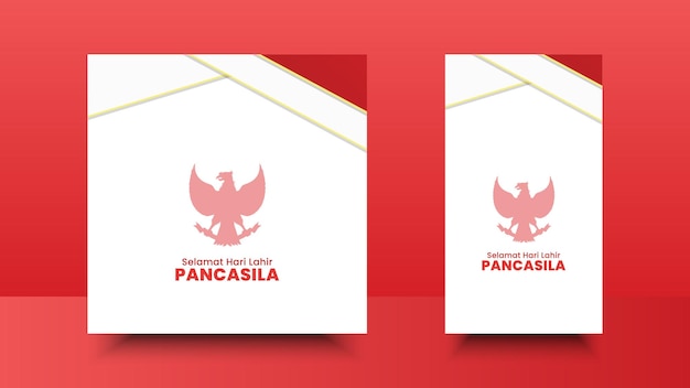 Feliz día de Pancasila Selamat Hari Lahir Pancasila significa Feliz cumpleaños Pancasila Diseño abstracto de las redes sociales y silueta del símbolo indonesio de Garuda