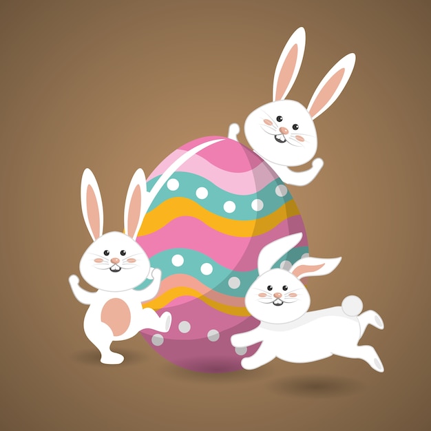 Vector feliz día de pascua conejo icono