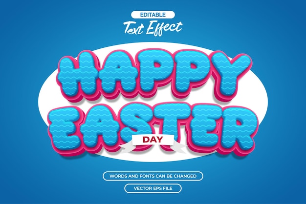 Feliz día de Pascua efecto de texto editable