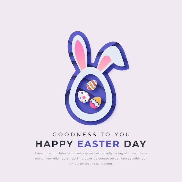 Feliz día de Pascua Estilo de corte de papel Diseño vectorial Ilustración para cartel de fondo Anuncio de pancartas