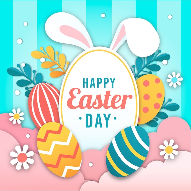 Feliz dia de pascua en estilo papel