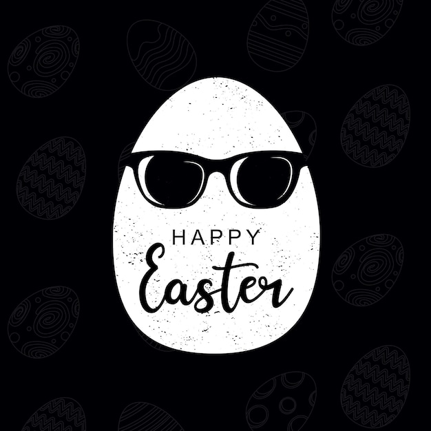 Feliz día de Pascua Huevo de Pascua con gafas de sol