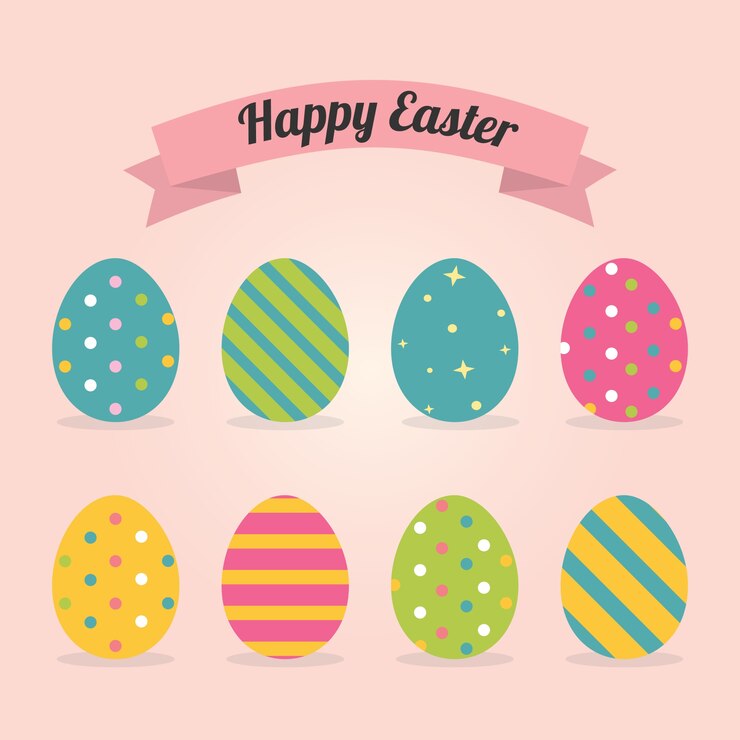 Feliz día de Pascua con huevos coloridos para el día de Pascua.