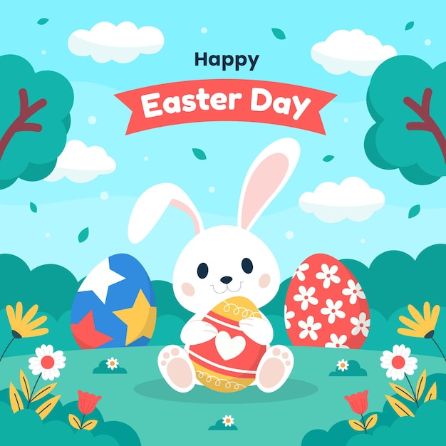 Vector feliz día de pascua en las redes sociales