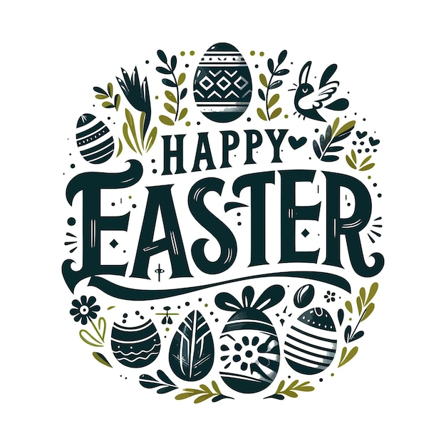 Feliz día de Pascua Tipografía Vector de Pascua tipografía floral camiseta de Pascua