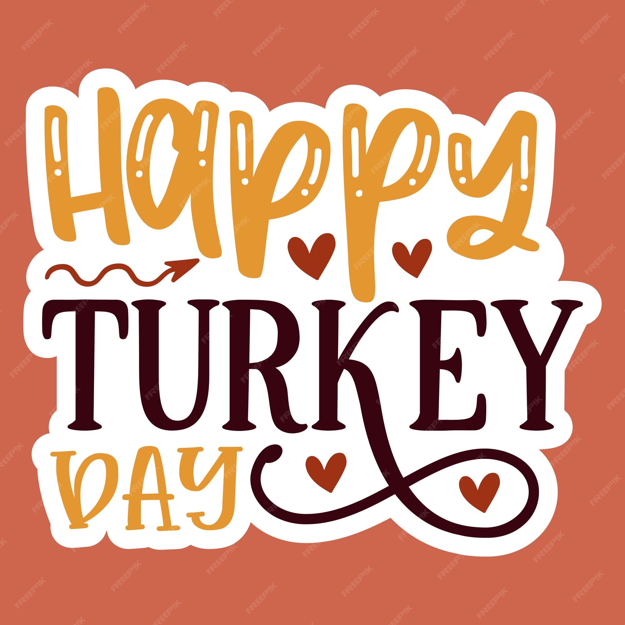 Feliz día del pavo pegatina svg Vector Premium