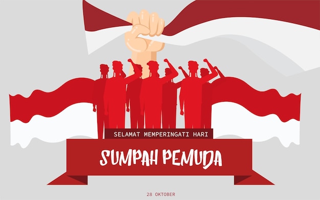 Feliz día de la promesa de la juventud indonesia ilustración vectorial. Diseño de cartel de Sumpah Pemuda