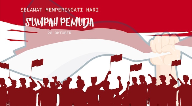 Vector feliz día de la promesa de la juventud indonesia ilustración vectorial. diseño de cartel de sumpah pemuda