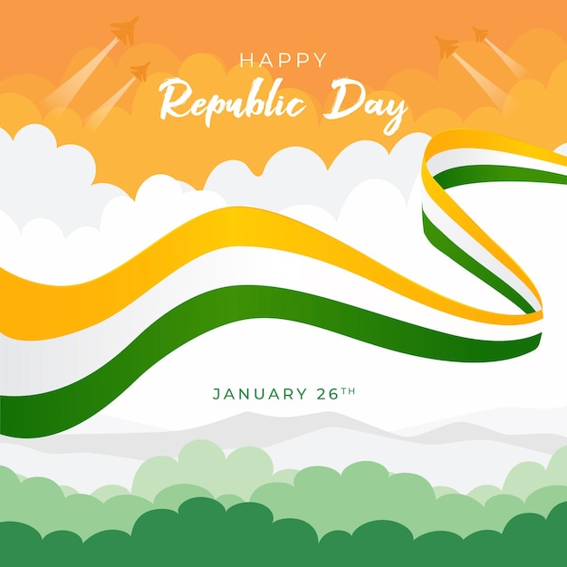 Feliz Día de la República de la India 26 de enero diseño de fondo de ilustración
