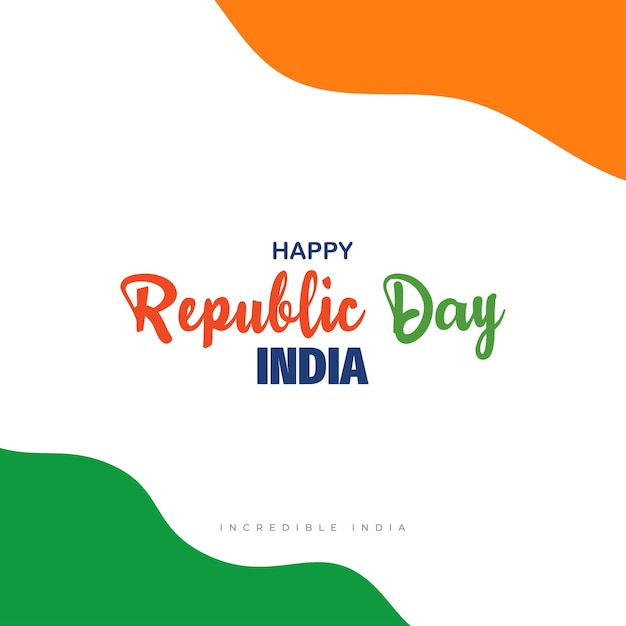 Feliz día de la república de la india deseos o saludo post o diseño de banner con ilustración vectorial de fondo blanco