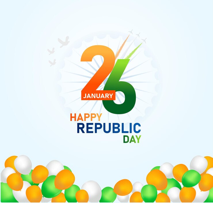 Feliz Día de la República de la India Ilustración vectorial con fondo de globos