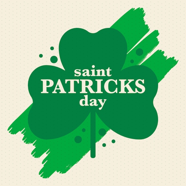 Feliz día de San Patricio, fiesta irlandesa, hojas de trébol y trébol, colores verdes de Irlanda, Vector