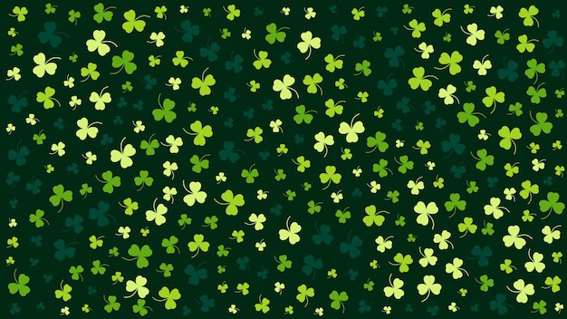 Feliz día de San Patricio fondo verde Patrón de hojas de trébol verde Ilustración vectorial