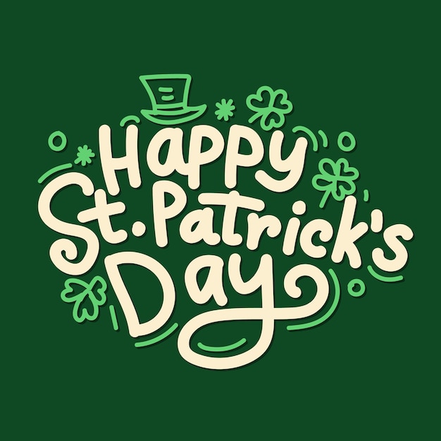 Feliz día de San Patricio Ilustración vectorial Carta de felicitaciones del día de San Patrizio con letras a mano