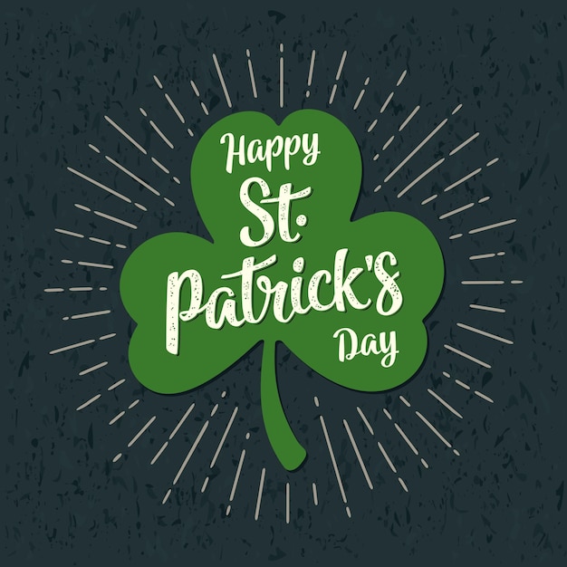 Feliz día de San Patricio letras de trébol grabado vintage diseño para la montaña rusa