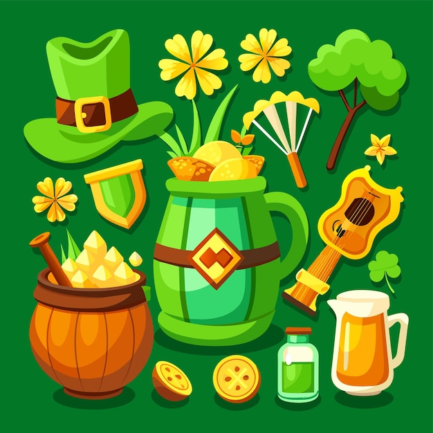 Vector feliz día de san patricio mascota dibujada a mano personaje de dibujos animados pegatina icono concepto ilustración aislada