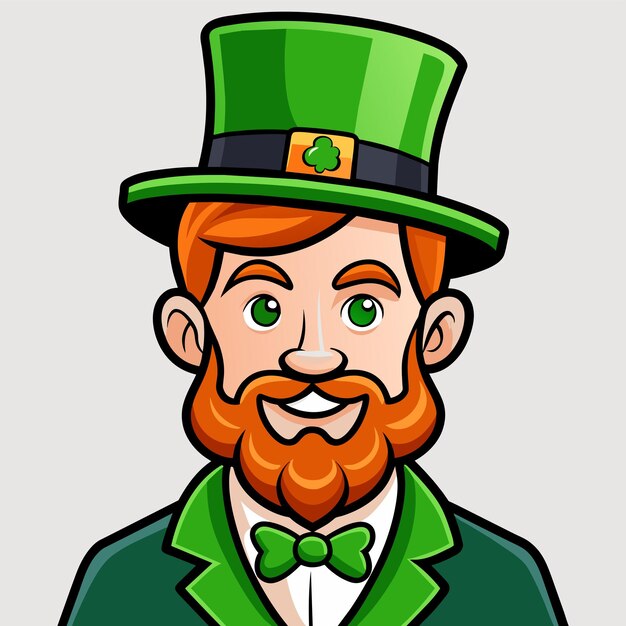 Vector feliz día de san patricio mascota dibujada a mano personaje de dibujos animados pegatina icono concepto ilustración aislada