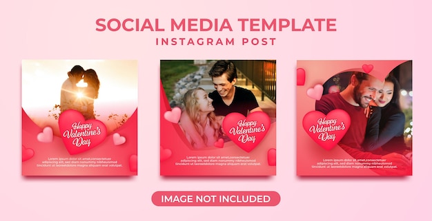 Vector feliz día de san valentín colección de publicaciones en redes sociales con hermosa decoración de amor