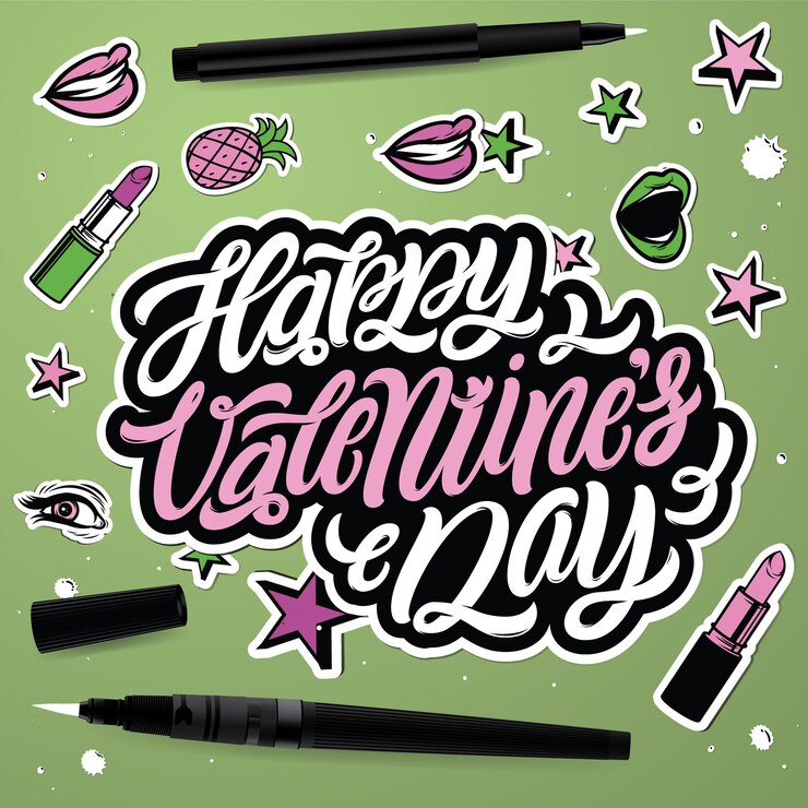 Vector feliz día de san valentín coloridas pegatinas conjunto de elementos vectoriales románticos y de amor
