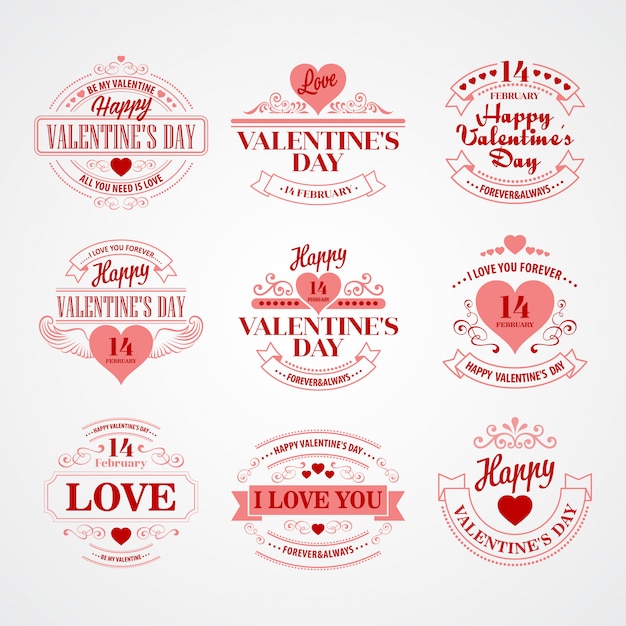 Feliz día de San Valentín conjunto de tarjetas de felicitación