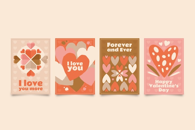 Feliz día de San Valentín conjunto de tarjetas