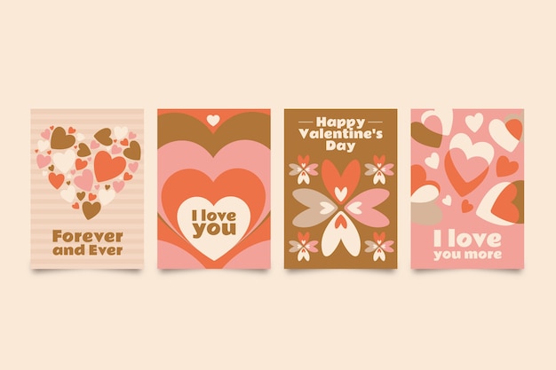 Feliz día de San Valentín conjunto de tarjetas