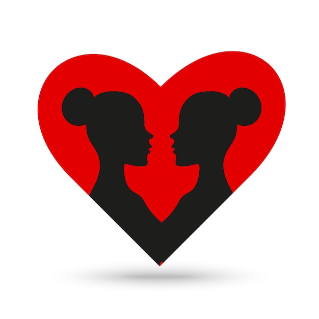 Feliz día de San Valentín corazón de amor rojo con dos chicas