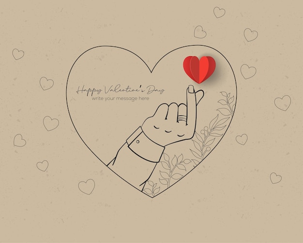 Feliz día de San Valentín dicen rojo 3D corazón papel estilo de arte
