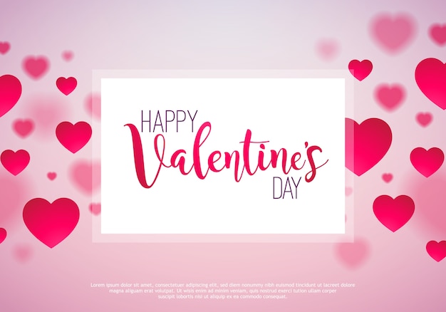 Feliz día de San Valentín diseño con corazón rojo sobre fondo rosa brillante.