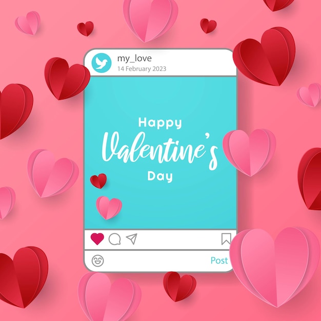 Vector feliz día de san valentín diseño de publicaciones en redes sociales para la venta de san valentín