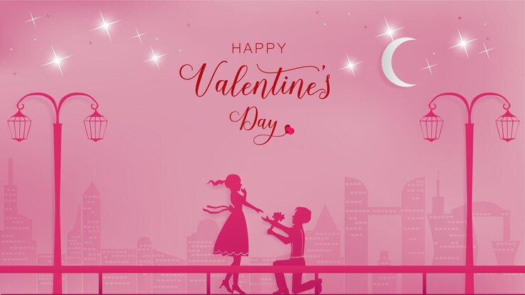 Feliz día de San Valentín dulce pareja proponer en el amor