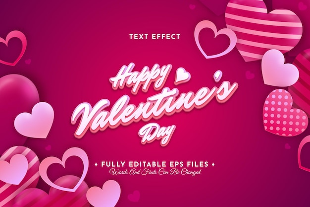Feliz día de San Valentín efecto de estilo de texto editable