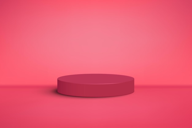 Vector feliz día de san valentín y escenario 3d podio sobre fondo rosa