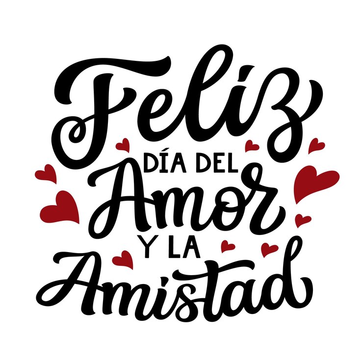 Vector feliz día de san valentín en español con letras a mano