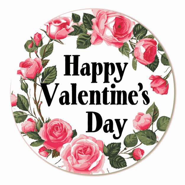 Vector feliz día de san valentín etiqueta clipart rosa rosa floral amor regalo amour